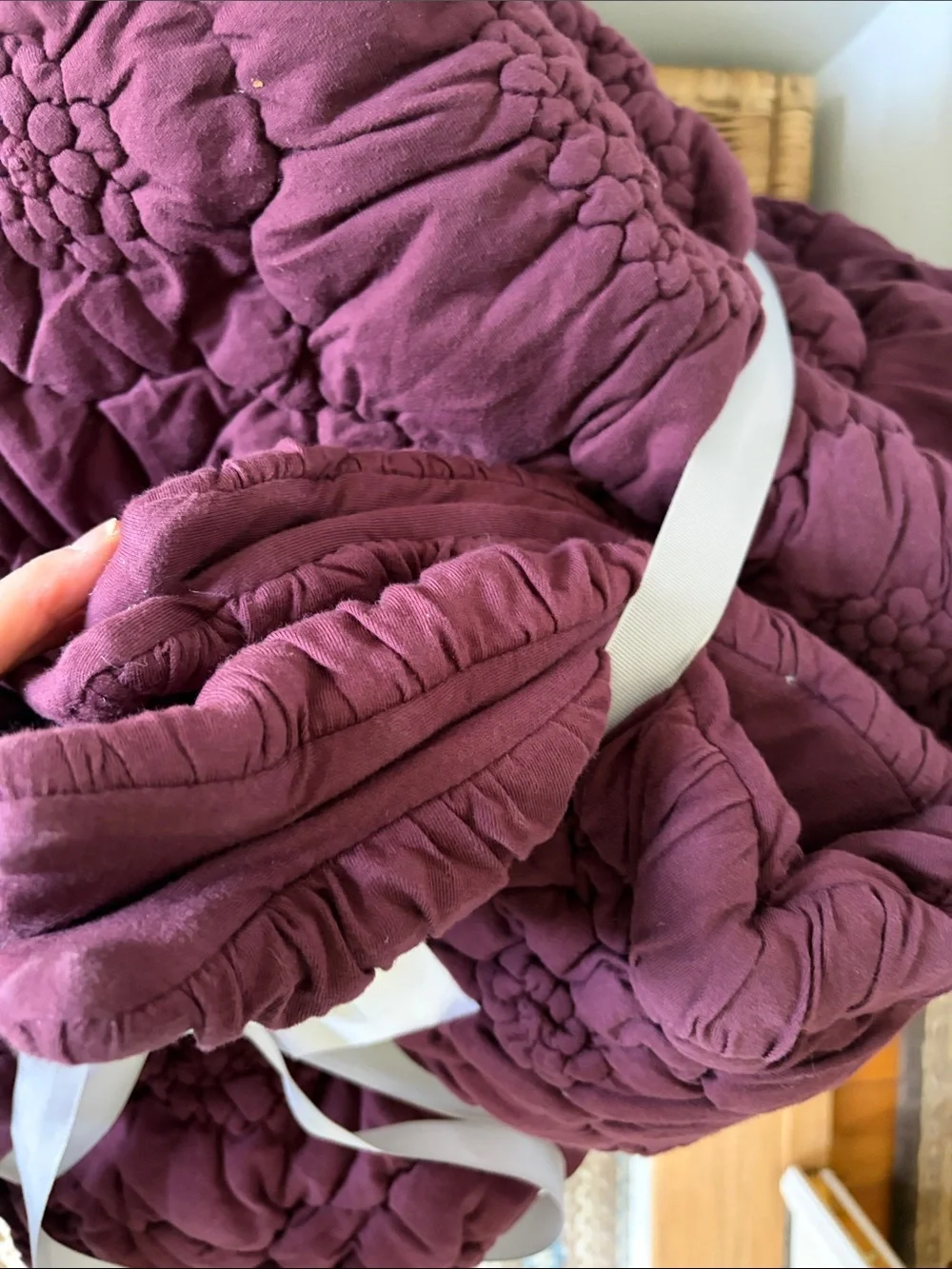 Anthropologie Quilted Bedspread in Wine color